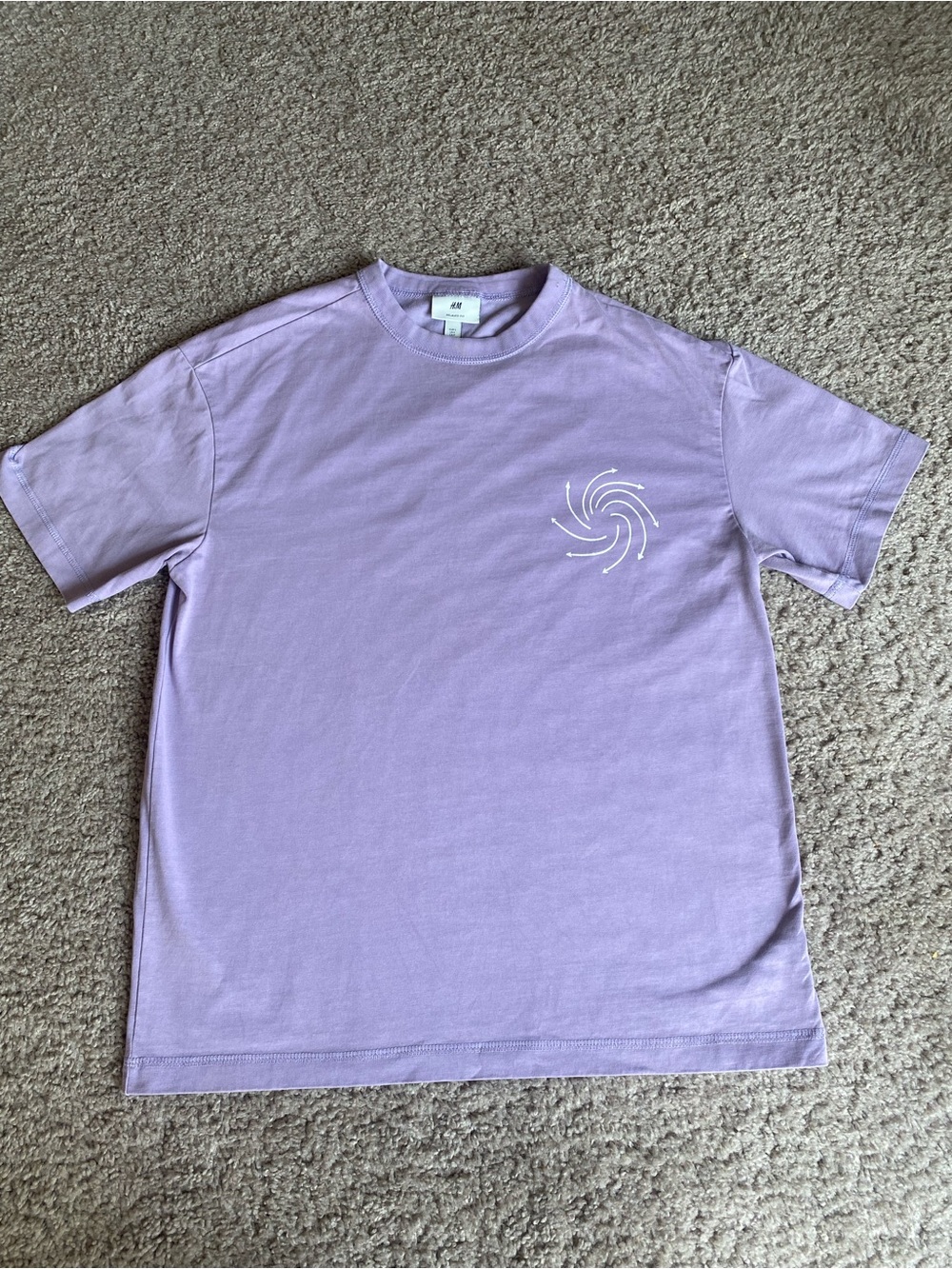 H&M Light Purple Crew Neck Tee with White Swirl